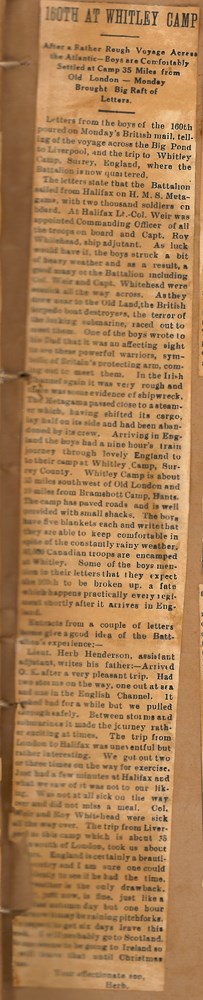 Herb Henderson letter, from McNally family scrapbook